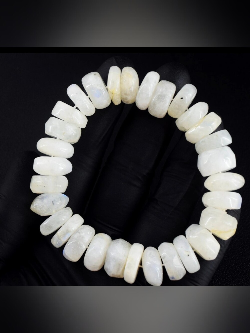 Moonstone Rondelle Beaded Stretch Bracelet - White